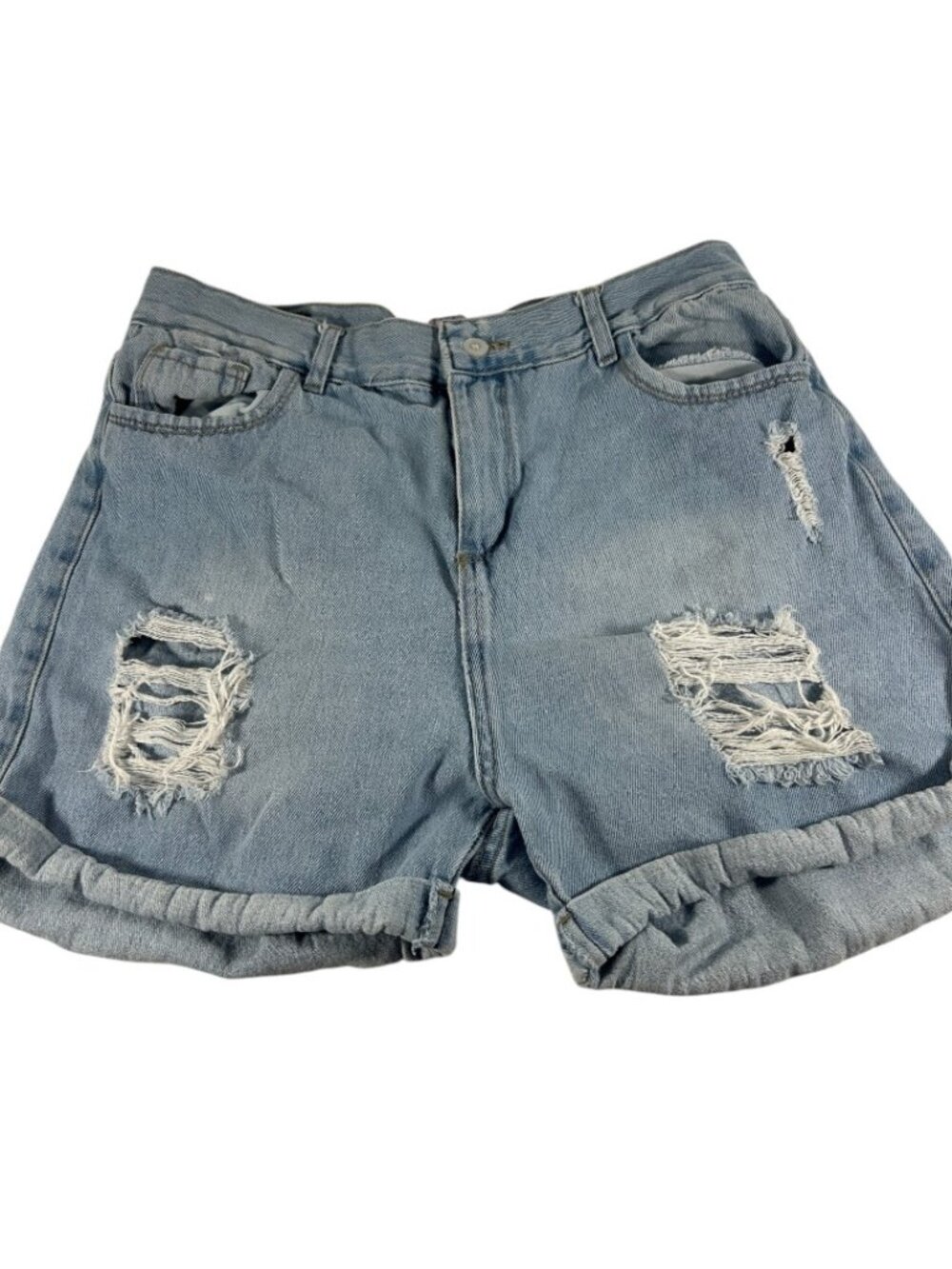 Diluz Denim Distressed Shorts Blue Jean Size 44 Light Wash READ